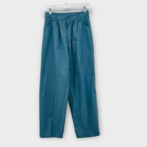 SHADES Vintage 80s Hi-Rise Pants Pleated Front Cinch Ankle In Blue-Green Size 26